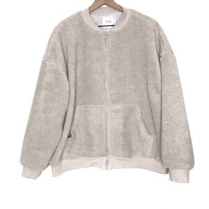 LE LIS Sherpa Fleece Bomber Jacket L